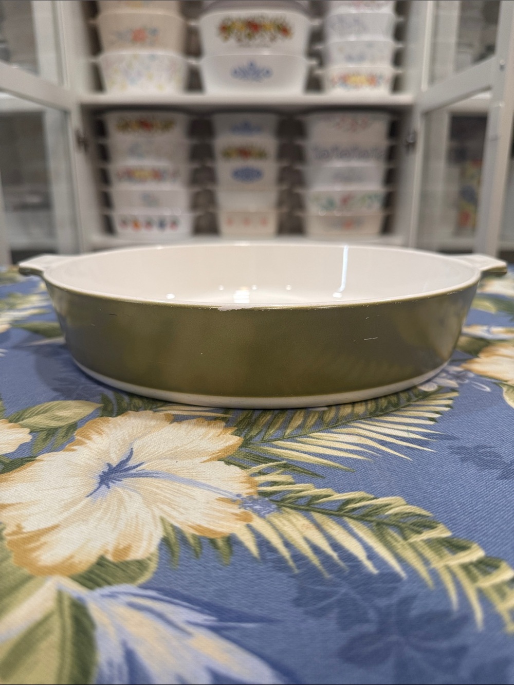 Corningware Green and White Baking Dish